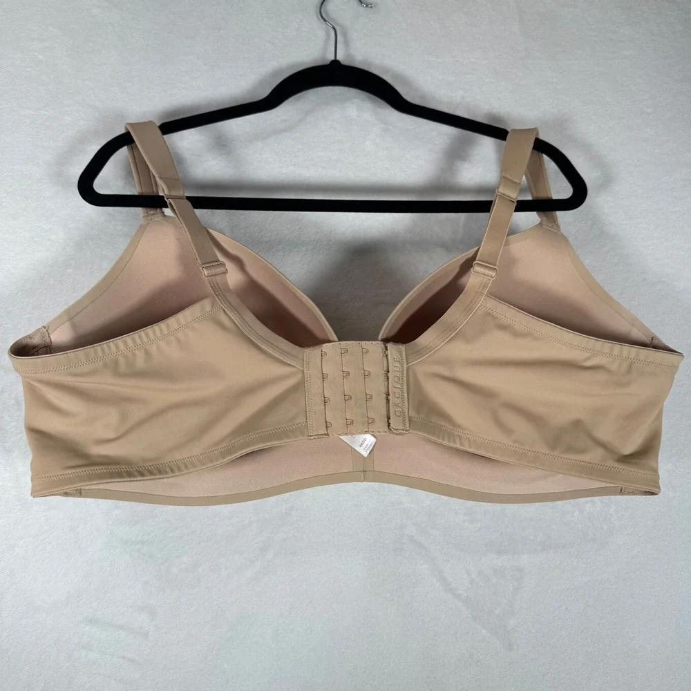 Cacique Simply Wire Free Plunge Bra Women 46DD Beige Wireless Good 1094485-5648 - Picture 3 of 8